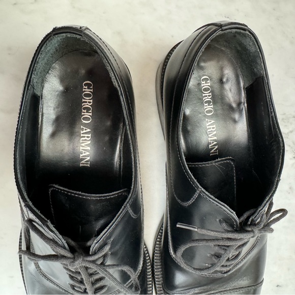Giorgio Armani Men’s black leather Oxford lace up dress shoes, size 10 - Picture 8 of 9